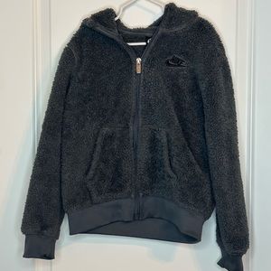 Size 7 Nike Boys Grey Sherpa Jacket with hood